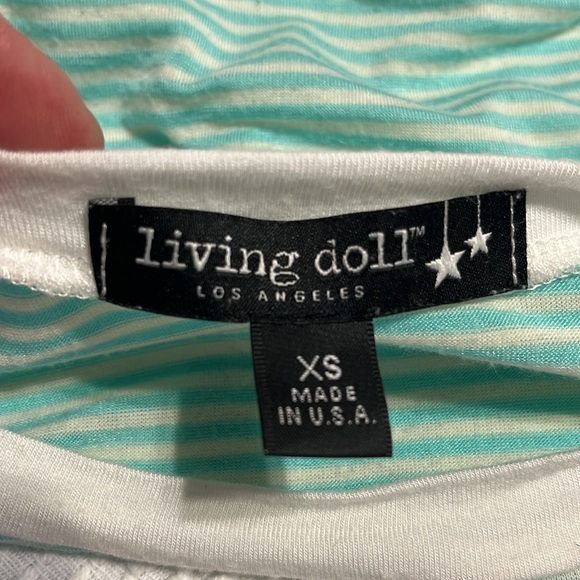 Living Doll Knit Crop Top Aquarium Stripe Shirt Womens XS - Picture 5 of 6